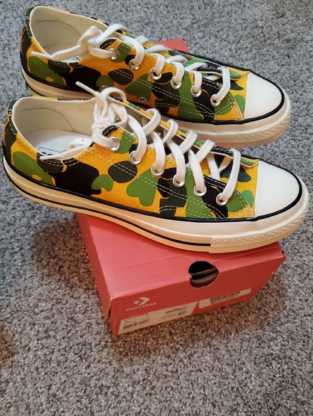 Converse Womens Yellow & Green Camo Low-Top Sneakers